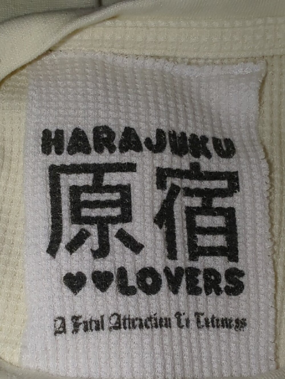 Y2K Harajuku Lovers L/S Cream Waffle Knit "Fatal Attraction To Cuteness" RARE - Picture 13 of 15